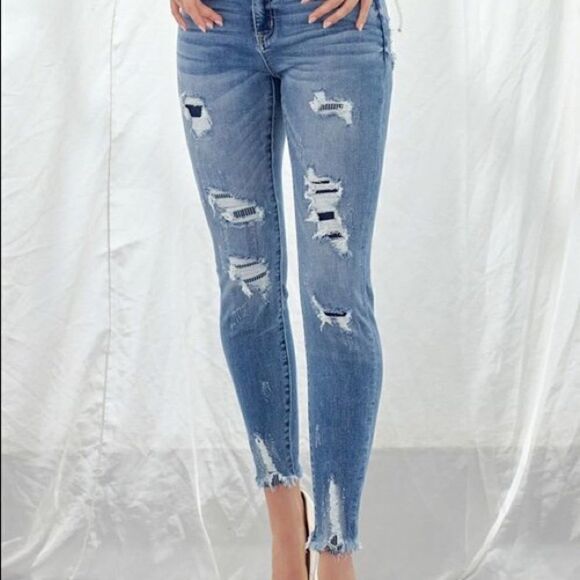 KanCan Larisal High Rise Patched Ankle Skinny Jeans - Picture 2 of 16